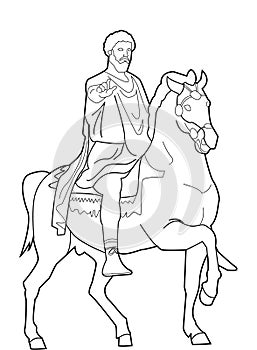 Marcus Aurelius Black And White Illustration