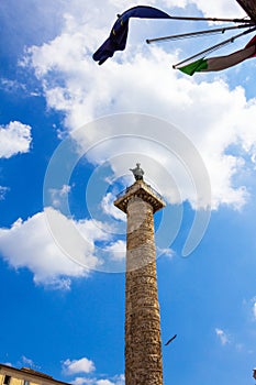 Marcus Aurelius Column at Piazza Colonna Rome Italy