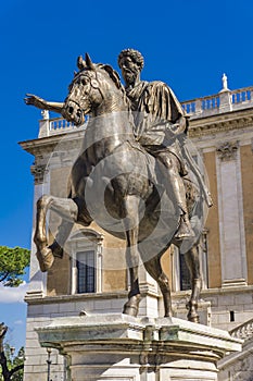 Marcus Aurelius statue on Piazza del Campidoglio in Rome, Italy