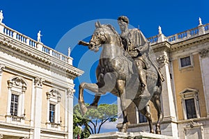 Marcus Aurelius statue on Piazza del Campidoglio in Rome, Italy