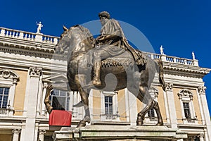 Marcus Aurelius statue on Piazza del Campidoglio in Rome, Italy