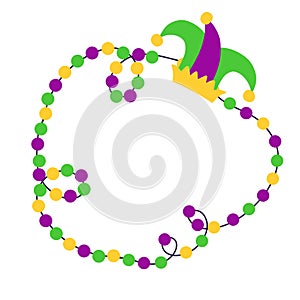 Mardi Gras beads background with place for text