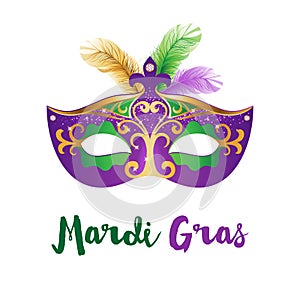 Mardi Gras card with carnival mask