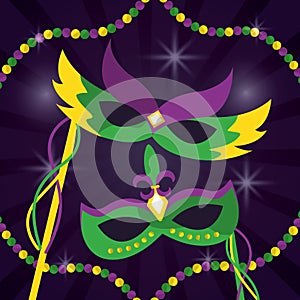 Mardi gras carnival masks with feathers jewelry beabs decoration