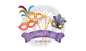 Mardi Gras carnival with traditional symbol of illustration