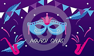 Mardi Gras carnival with traditional symbol of illustration