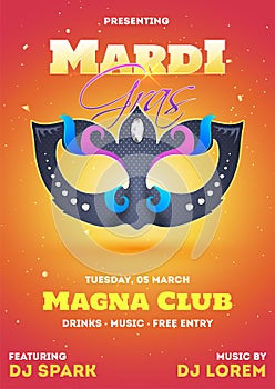 Mardi Gras clubbing template or invitation card design