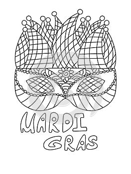 Mardi Gras coloring page stock vector illustration