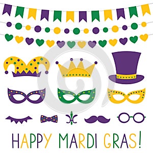 Mardi Gras decoration and photo booth props