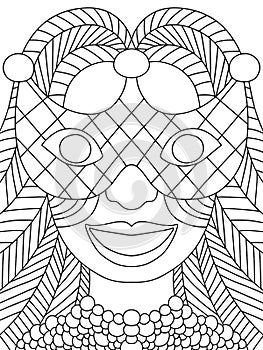 Mardi Gras festival girl coloring page stock vector illustration