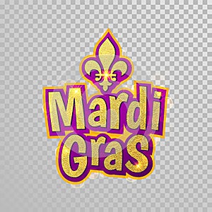 Mardi Gras Fleur de Lis lettering for masquerade carnival photo