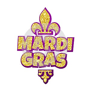 Mardi Gras Fleur de Lis lettering for masquerade carnival photo