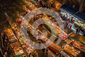 Mardi Gras Food Frenzy: A Birds-Eye-View of a Bustling Snack Stall