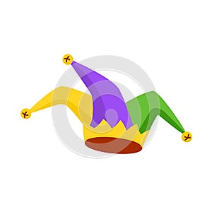 Mardi Gras jester hat flat icon