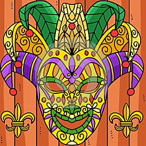 Mardi Gras Jester Mask Colored Cartoon