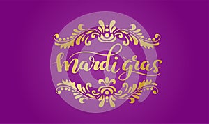 Mardi Gras Lettering with Swirl Elements