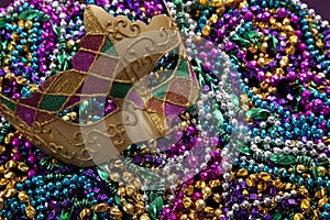 Mardi Gras Mask and Beads photo