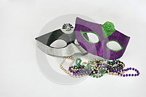 Mardi gras mask and necklaces