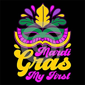 Mardi Gras My First, Typography design for Carnival celebration