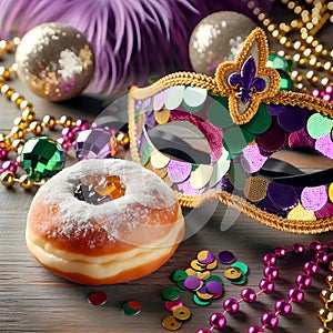 Mardi Gras Paczki Pastry and Masquerade Mask