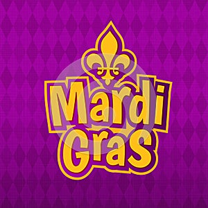 Mardi Gras poster lettering, Fleur de Lis for masquerade carnival photo