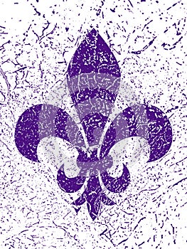 Mardi gras simbol - Fleur de lis. Grunge background