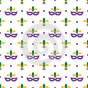 Mardi Gras traditional decorative pattern background. Fat tuesday carnival. Raster