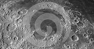 Mare Nectaris in the lunar surface of the moon in rotation, 3d rendering
