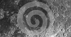 Mare Nubium in rotation in the lunar surface of the moon, 3d rendering