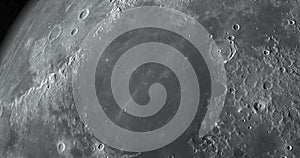 Mare Serenitatis rotating in the lunar surface of the moon, 3d rendering