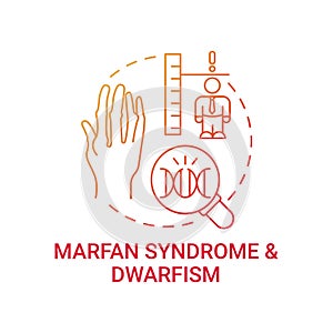 Marfan syndrome and dwarfism red gradient concept icon photo