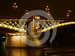 Margaret bridge in Budapest above the Danube.