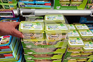 Margarine tubs in a shop