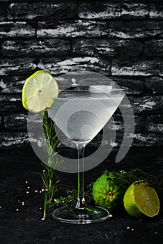 Margarita alcoholic cocktails on a black background.