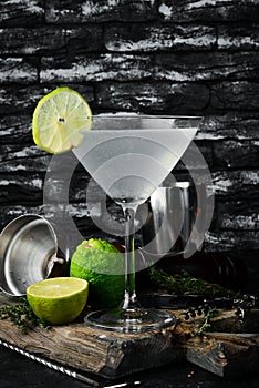 Margarita alcoholic cocktails on a black background