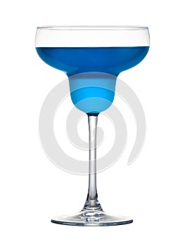 Margarita cocktail with blue curacao isolated on a white background