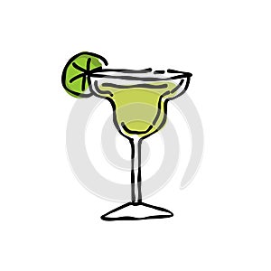 margarita coctel doodle icon, vector color line illustration photo