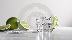 a margarita glass with lime slices and salt