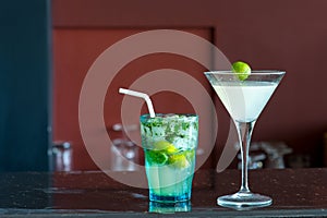 Margarita and mojito cocktails