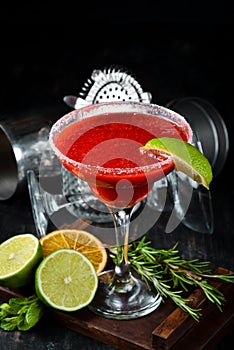 Margarita Strawberry. Alcoholic cocktail.