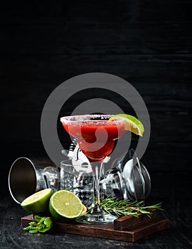 Margarita Strawberry. Alcoholic cocktail.