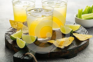 Margaritas served in salt rimmed glasses
