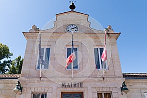 Margaux city hall facade of town in Aquitaine Medoc in France