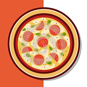 Margherita Pizza Vector Icon Illustration. Margarita Pizza Vector. Flat Cartoon Style Suitable for Web Landing Page, Banner, Flyer