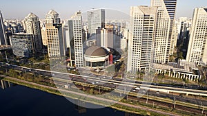 Marginal Pinheiros expressway and Pinheiros river in Sao Paulo city photo