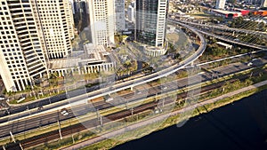 Marginal Pinheiros expressway and Pinheiros river in Sao Paulo city photo