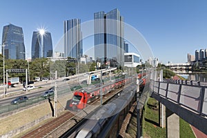 Marginal Pinheiros highway and Vila Olimpia skyscraper