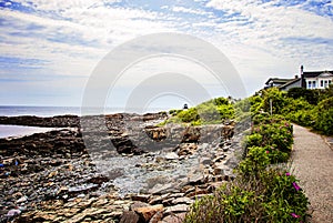 Marginal way path along the rocky coast of Maine in Ogunquit