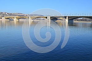 Margit or Margaret Bridge bridge in Budapest, Hungary.