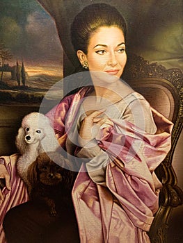 Maria Callas portrait at The Phoenix, Teatro la Fenice, an opera house in Venice, Italy